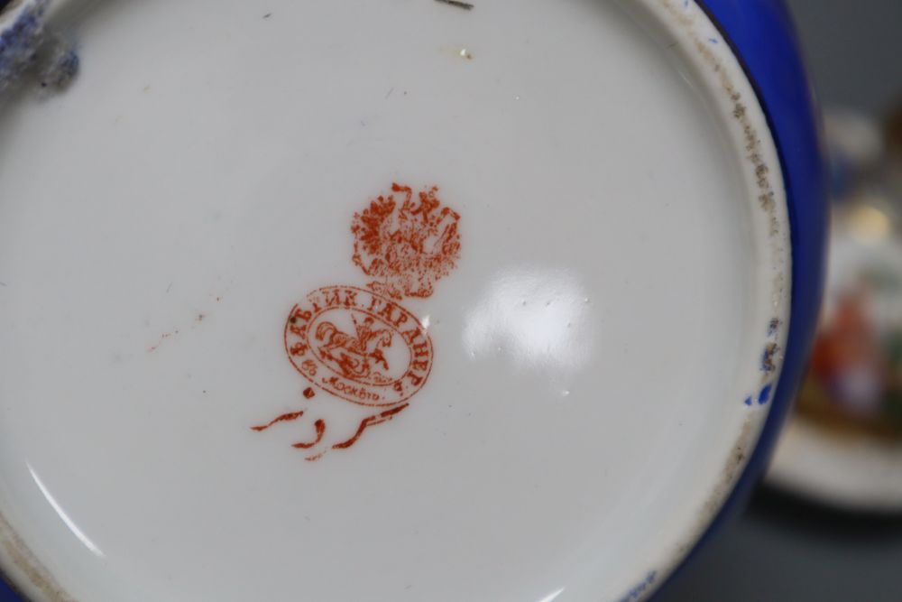 A pair of Helena Wolfsohn vases with covers in early Meissen style, 27cm and three other items